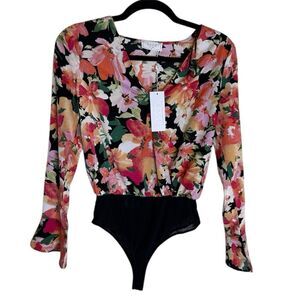 SAGE The Label Floral Bodysuit Blouse Size XS NWT
